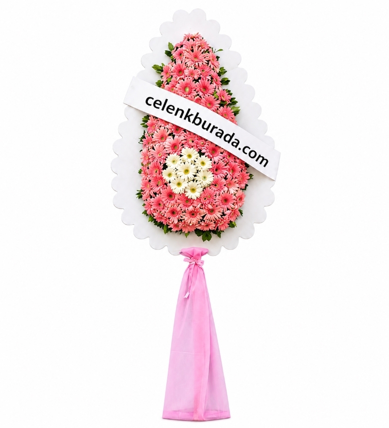 Pembe ve Beyaz Gerberalardan Çelenk