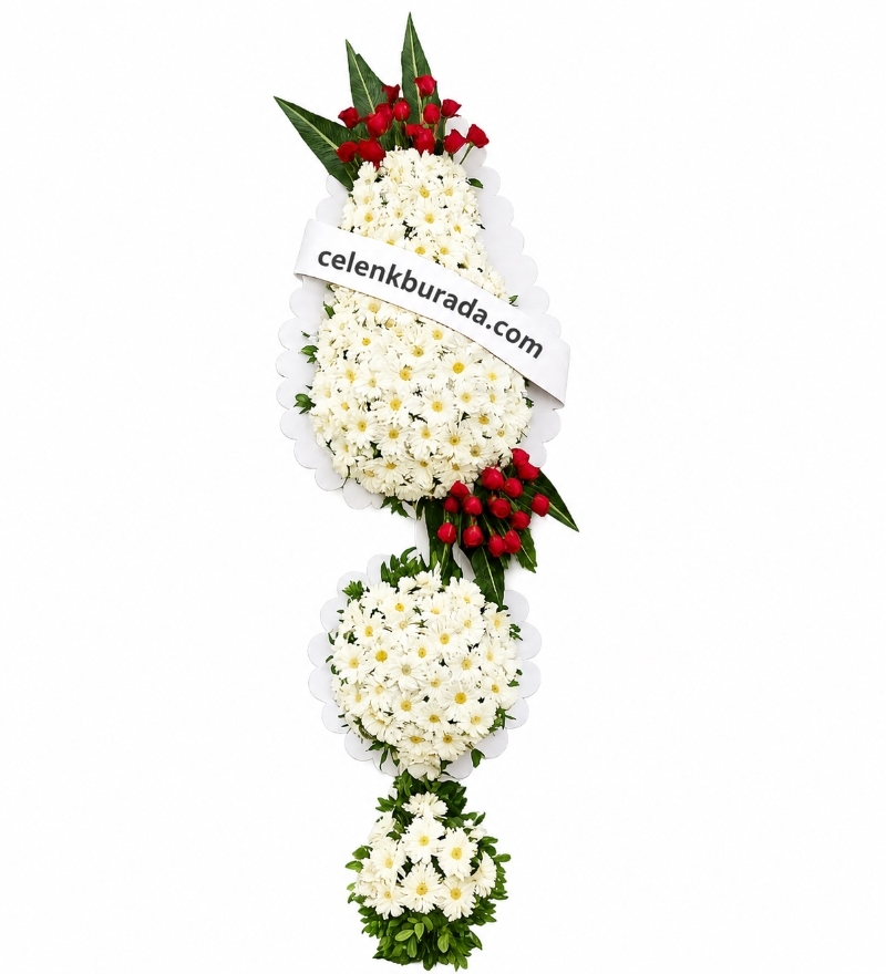 Kırmızı Gül ve Beyaz Gerbera Çelengi