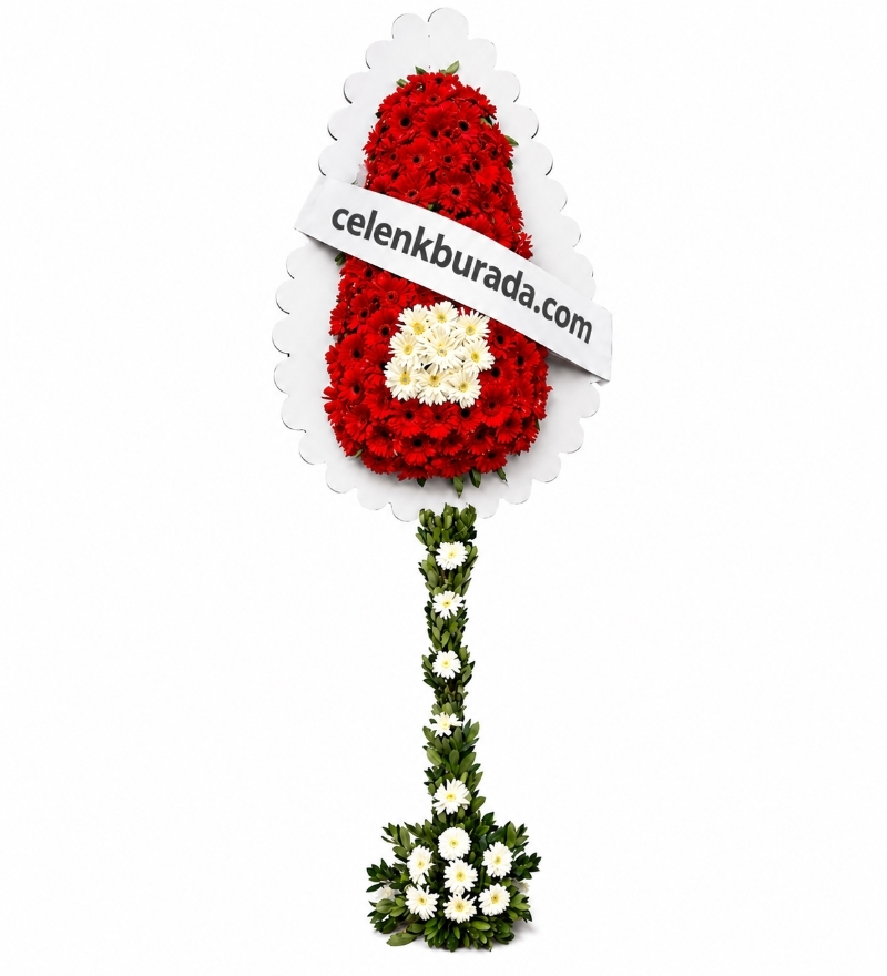 Kırmızı Beyaz Gerbera Lüks Çelenk